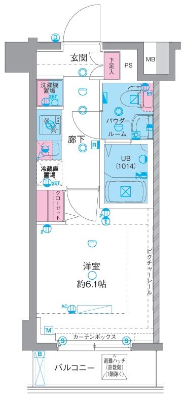 エストゥルース横浜吉野町II(1K/6階)の間取り写真