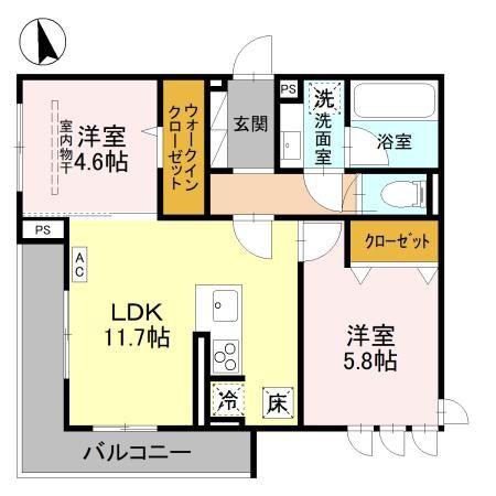 D-ROOM春日部大場(2LDK/1階)の間取り写真