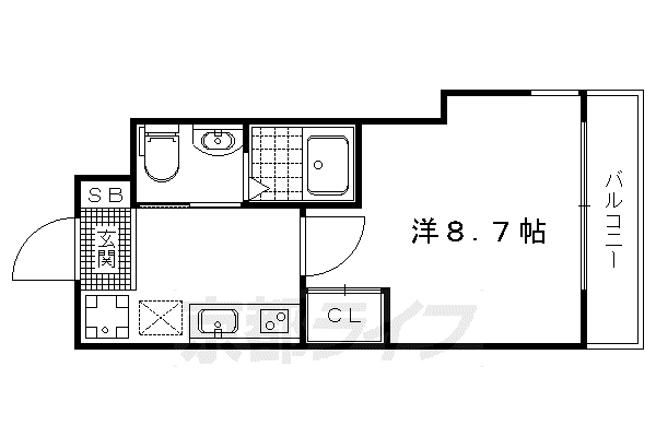 シエルコート北白川(1K/4階)の間取り写真