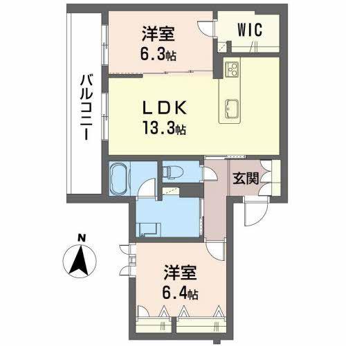 シャーメゾン プレミアス(2LDK/2階)の間取り写真