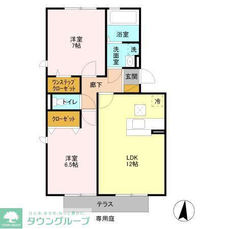 オルテンシア(2LDK/1階)の間取り写真