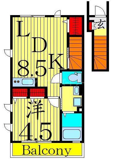 BONHEUR 2(1LDK/2階)の間取り写真
