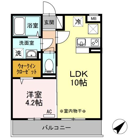 D-ROOM ミルキーウェイ(1LDK/1階)の間取り写真
