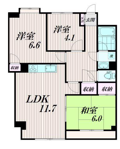 グレイスコート多摩川(3LDK/5階)の間取り写真