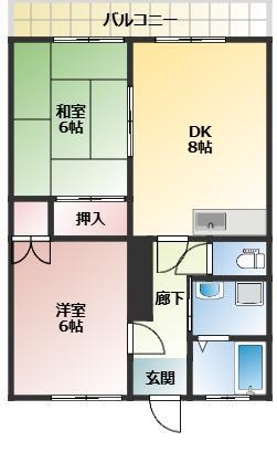 緑町 2DK(2DK/2階)の間取り写真