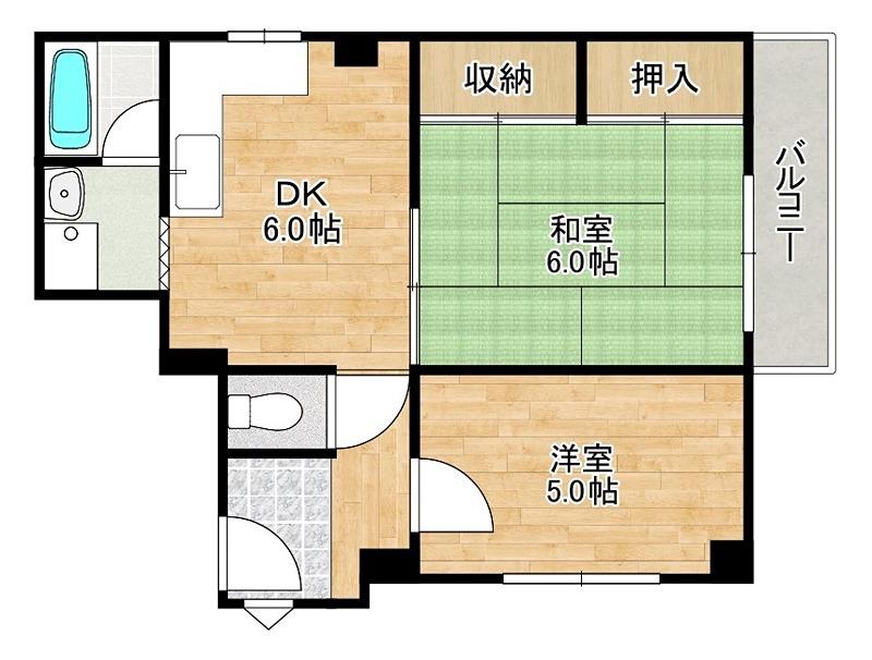 ハイツMAKIBA(2DK/4階)の間取り写真