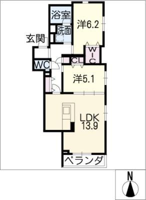 リブシャトー III(2LDK/2階)の間取り写真