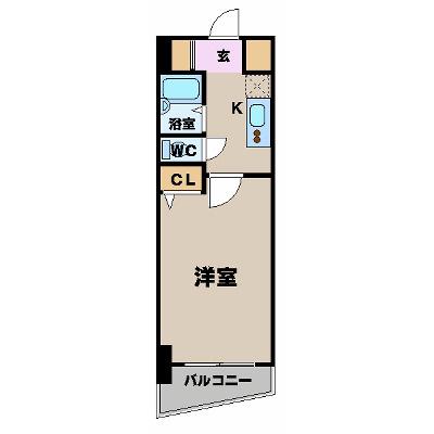 スカイコート渋谷初台(1K/6階)の間取り写真