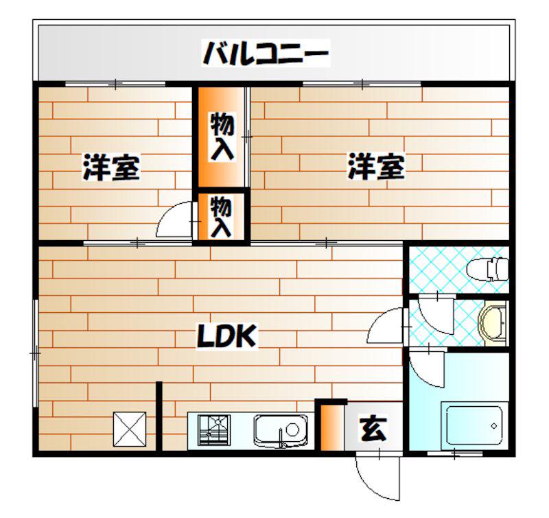 TAKAビル片野(2LDK/4階)の間取り写真