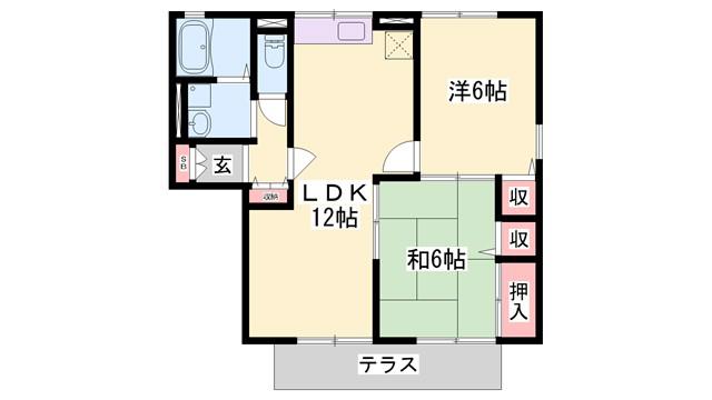 ガーデンハイツ A棟(2LDK/2階)の間取り写真