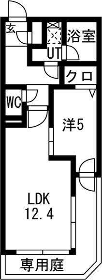 PRIME COURT平岸(1LDK/1階)の間取り写真