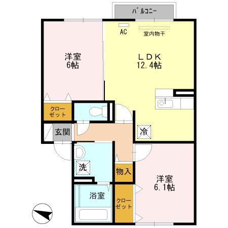 プリムローズ(2LDK/2階)の間取り写真