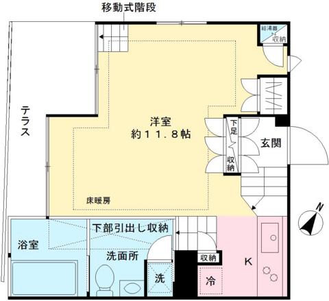 HI-ROOMS哲学堂(ワンルーム/1階)の間取り写真