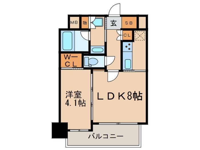 ヴィラージュ天神南壱番館(1LDK/9階)の間取り写真