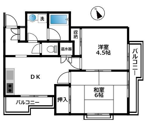 エフエスハイツ(2DK/3階)の間取り写真