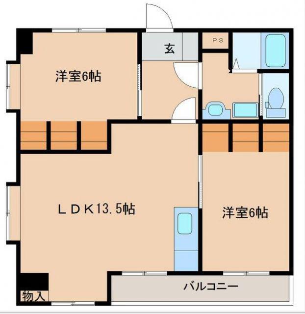 GRANGROM仲西町(2LDK/3階)の間取り写真
