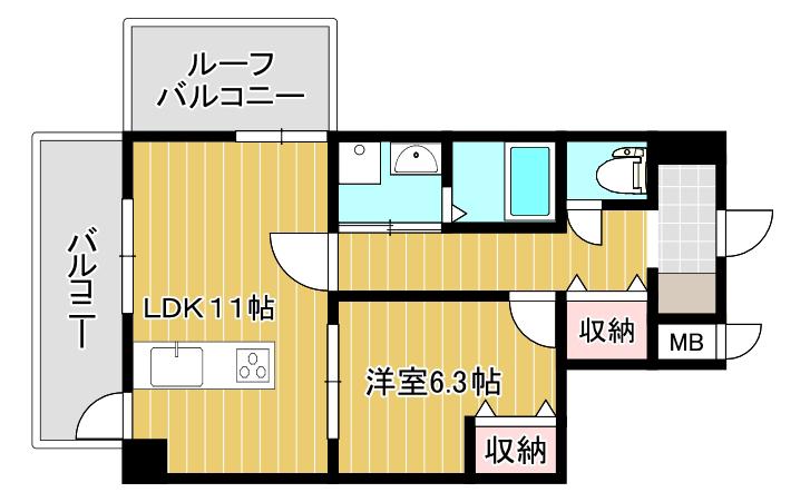 BERGAMOTTO三萩野(1K/7階)の間取り写真