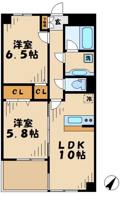 ブリランテ(2LDK/4階)の間取り写真