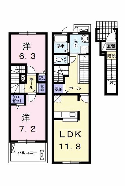 ソンレイルS(2LDK/2階)の間取り写真