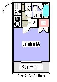 ROSE GARDEN R12番館(1K/3階)の間取り写真