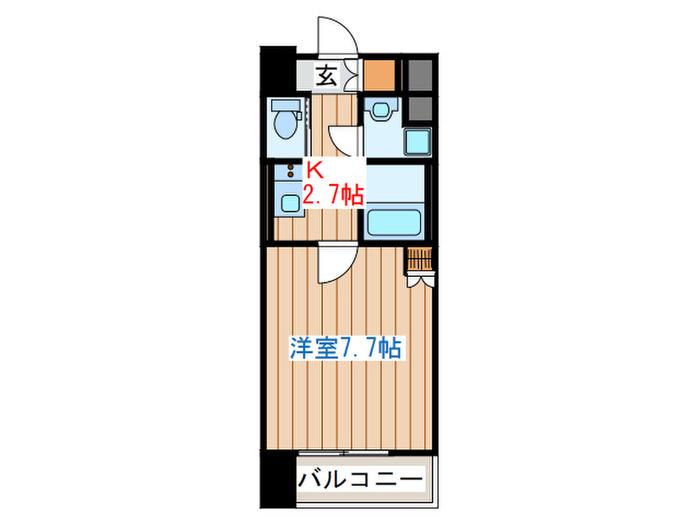 ラピスラズリ上杉(1K/5階)の間取り写真