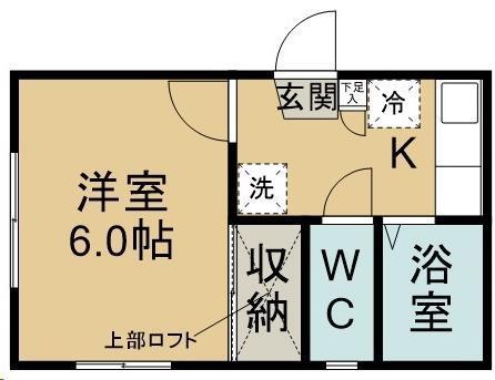 ウッドストック(1K/1階)の間取り写真