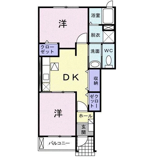 プラム I(2DK/1階)の間取り写真