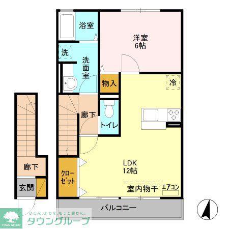 ミヤビ E棟(1LDK/2階)の間取り写真