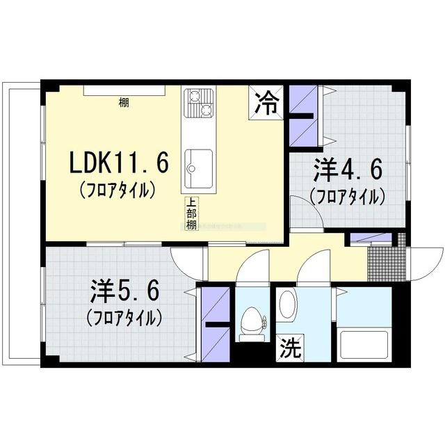 ハイムあすなろ(2LDK/3階)の間取り写真