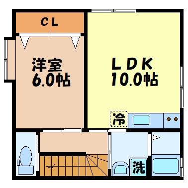 ACE小山(1LDK/2階)の間取り写真