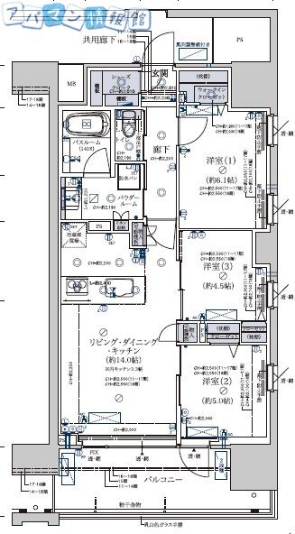 ザ・プレミア新潟駅万代(3LDK/7階)の間取り写真