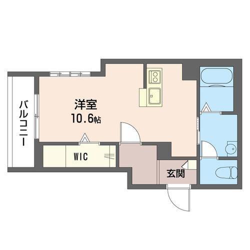 バスキン(ワンルーム/2階)の間取り写真