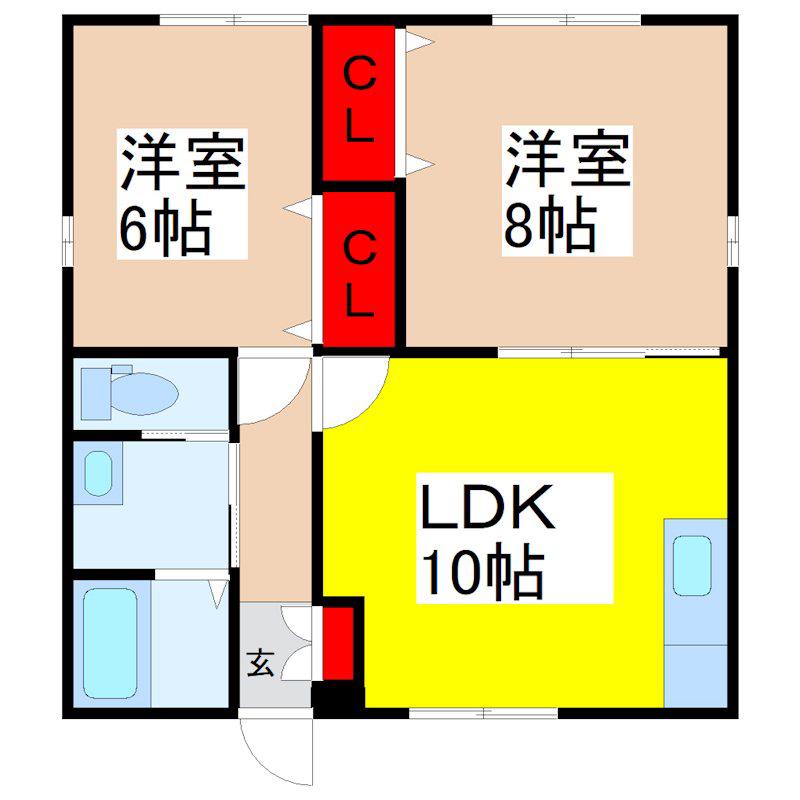 サン・ヴィラージュ(2LDK/1階)の間取り写真