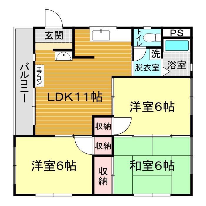 サンビレッジ川中(3LDK/3階)の間取り写真