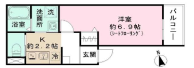 入間市下藤沢 AP(1K/1階)の間取り写真
