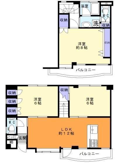 パディストン六軒町(3LDK/2階)の間取り写真