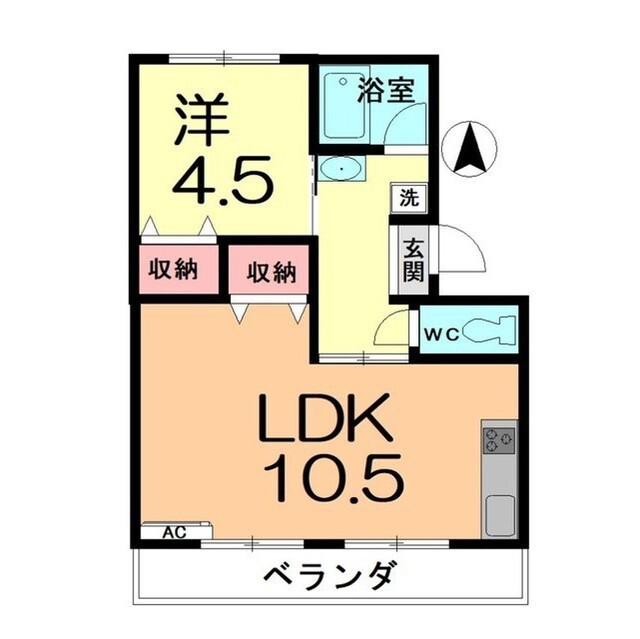 清水レジデンス(1LDK/3階)の間取り写真