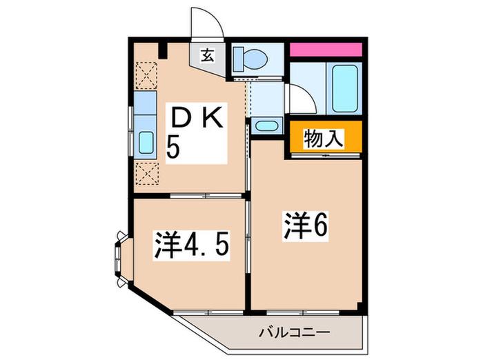新明堂美しが丘パル(2DK/3階)の間取り写真