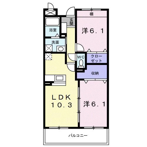 ファミール松坂(2LDK/3階)の間取り写真