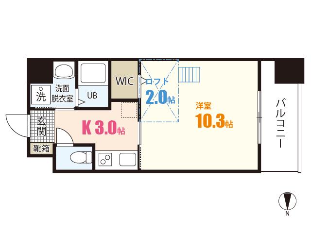 プレジールジョイ西原(1K/11階)の間取り写真