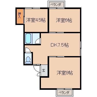 コーポ細清NO.6(3DK/2階)の間取り写真