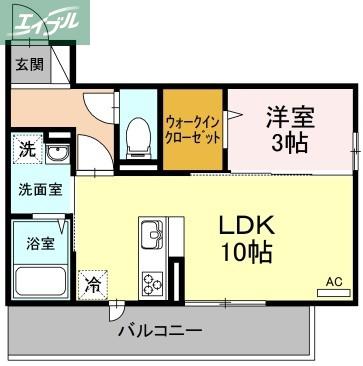 マリージョア(1LDK/3階)の間取り写真