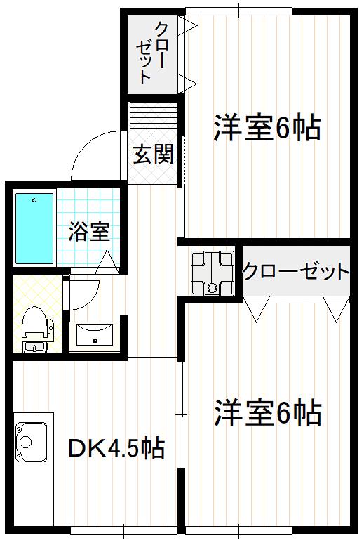 パレーシャルT(2DK/1階)の間取り写真