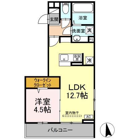 GRAND D-ROOM大手(1LDK/3階)の間取り写真