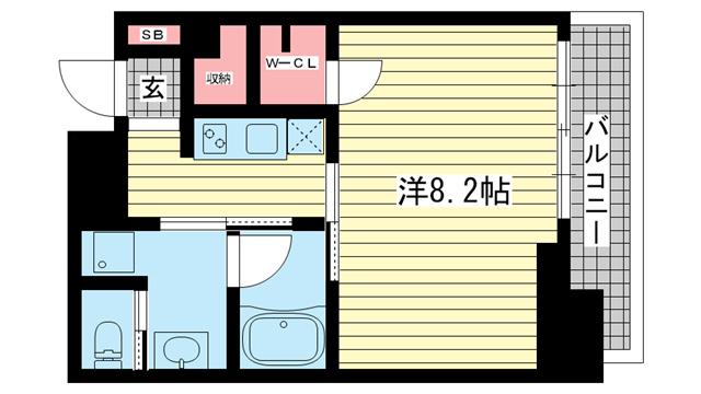 レジディア神戸元町(1K/7階)の間取り写真