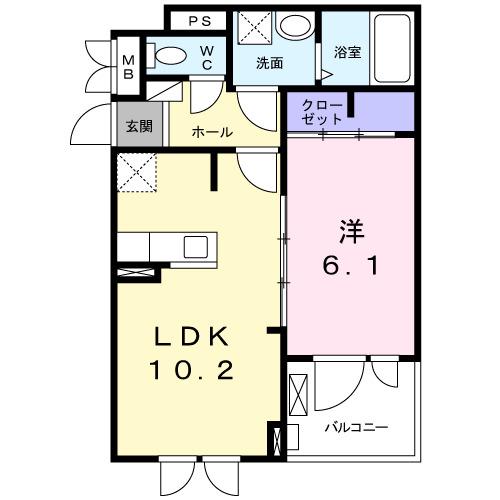 エヴァーグリーンIII(1LDK/3階)の間取り写真