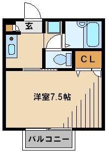 クレイドル(1K/1階)の間取り写真