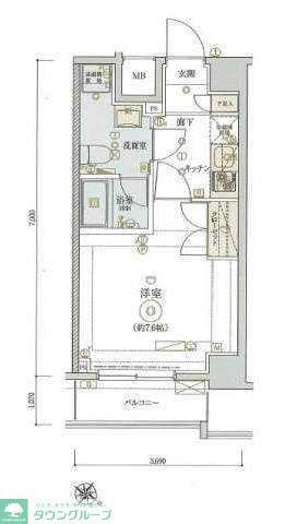 リヴシティ東大前(1K/7階)の間取り写真