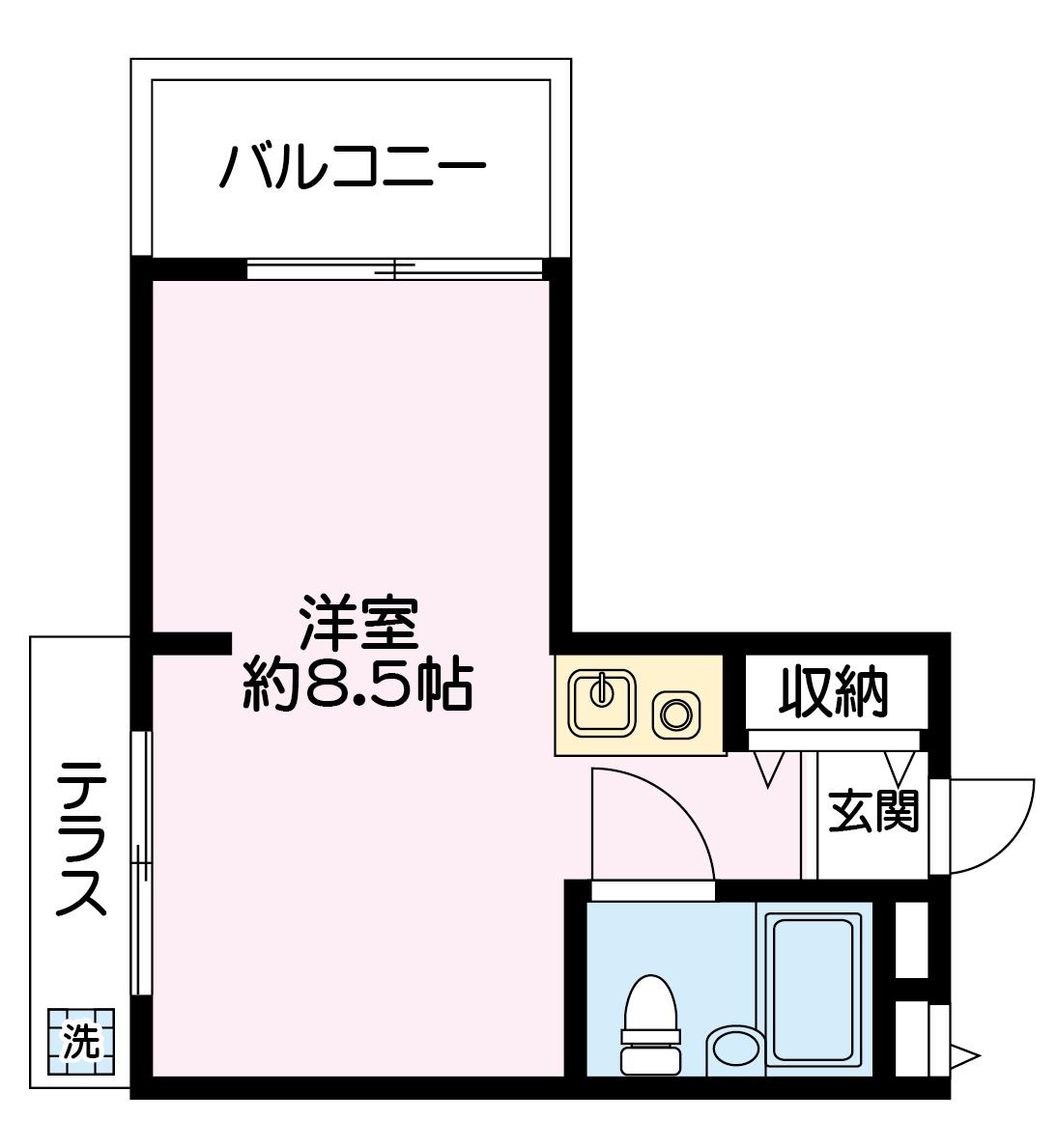 サンラフォーレ(1DK/1階)の間取り写真