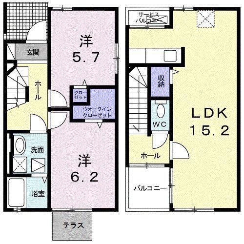 グレイス古賀(2LDK/1階)の間取り写真